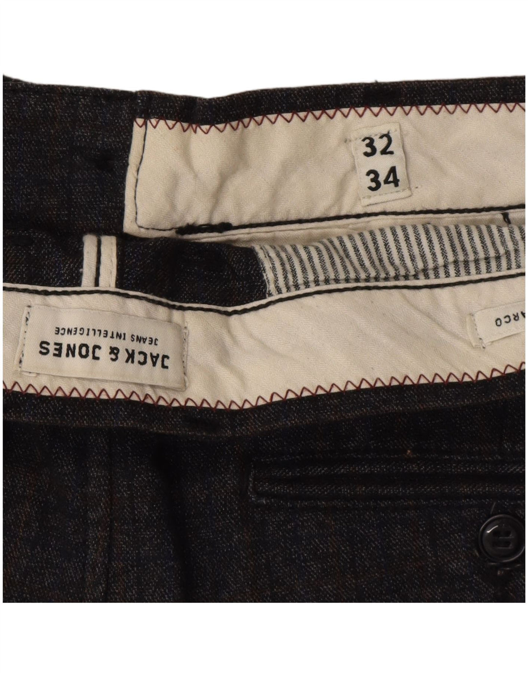 Męskie spodnie codzienne Jack & Jones Marco Slim W32 L34 Szary poliester w kratę