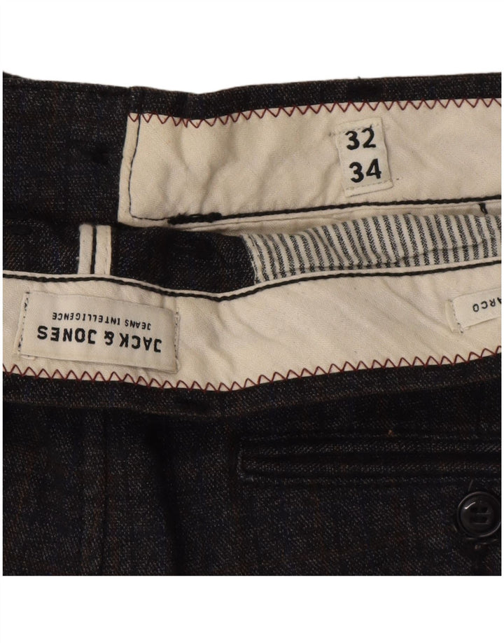 Męskie spodnie codzienne Jack & Jones Marco Slim W32 L34 Szary poliester w kratę