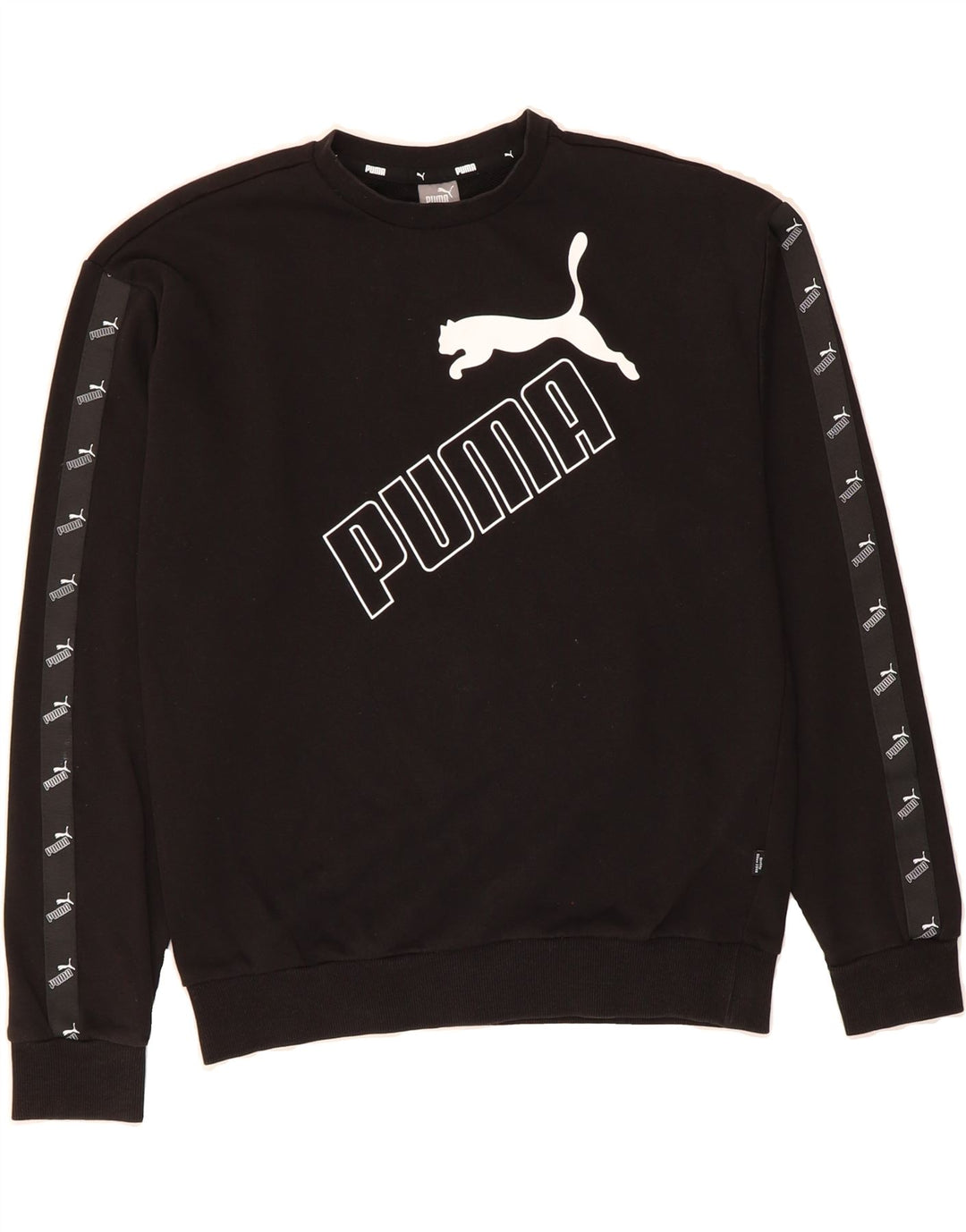 PUMA Womens Graphic Oversized Sweatshirt Jumper UK 10 Small Black Cotton Vintage Puma and Second-Hand Puma from Messina Hembry 