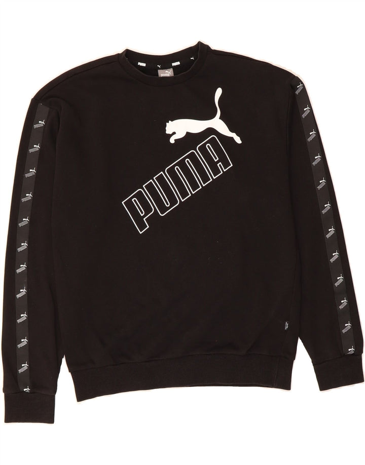 PUMA Womens Graphic Oversized Sweatshirt Jumper UK 10 Small Black Cotton Vintage Puma and Second-Hand Puma from Messina Hembry 