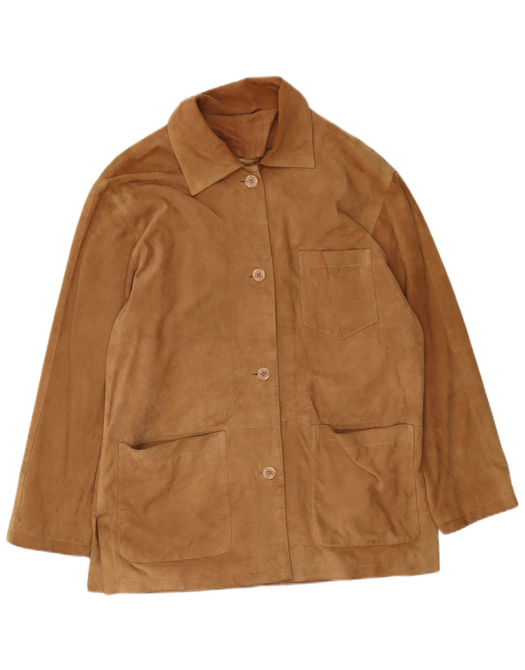 Zamszowa kurtka damska VINTAGE UK 16, duża brązowa skóra