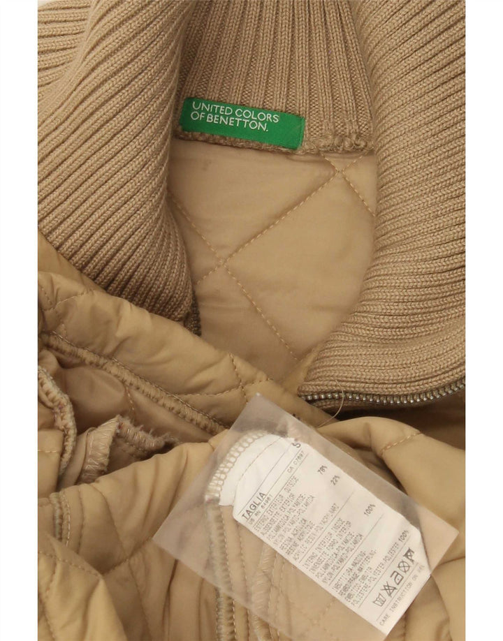 Damska pikowana kurtka Benetton UK 10 Small Beżowy poliamid