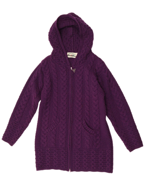 Damski sweter rozpinany z długim rękawem Aran Crafts UK 10, mały fiolet