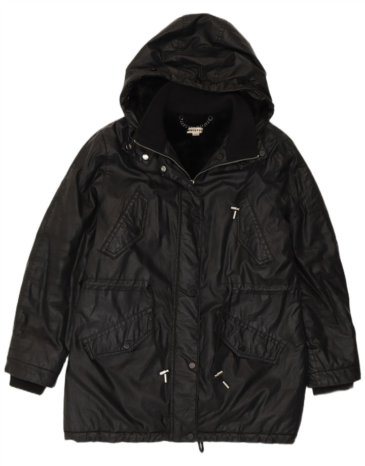 Whistle damska kurtka oversize z kapturem Sherpa Parka UK 10, mała czarna