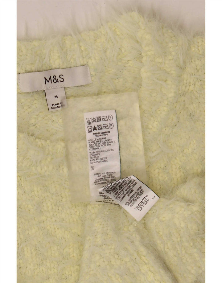 Marks & Spencer Damski sweter z wycięciem pod szyją, UK 12, średni żółty nakrapiany