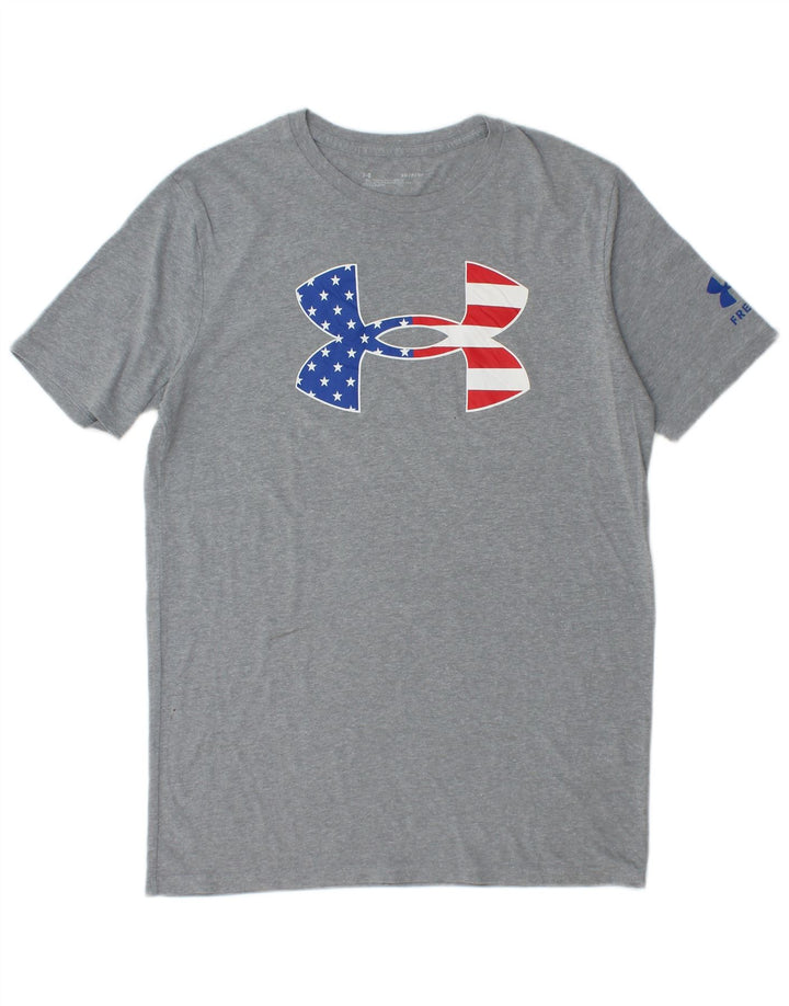 Męska koszulka z grafiką Under Armour, mała, szara, nakrapiana bawełna