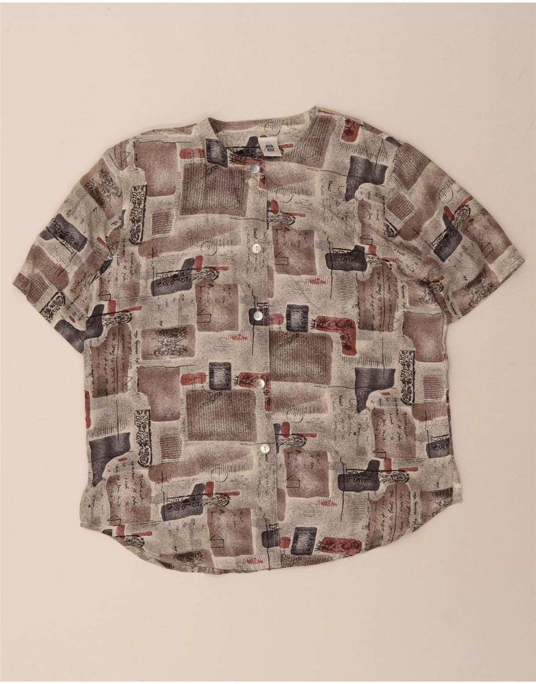 NEW FAST Womens Short Sleeve Shirt Blouse EU 40 Medium Beige Patchwork Vintage New Fast and Second-Hand New Fast from Messina Hembry 