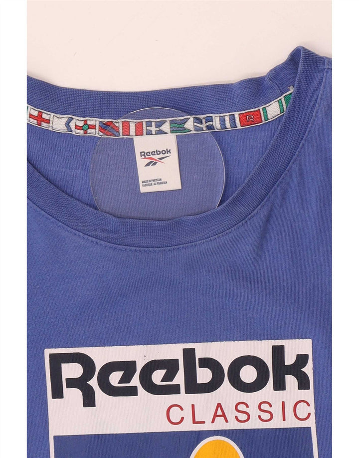 Męska koszulka z grafiką Reebok Top, średnia niebieska, bawełniana