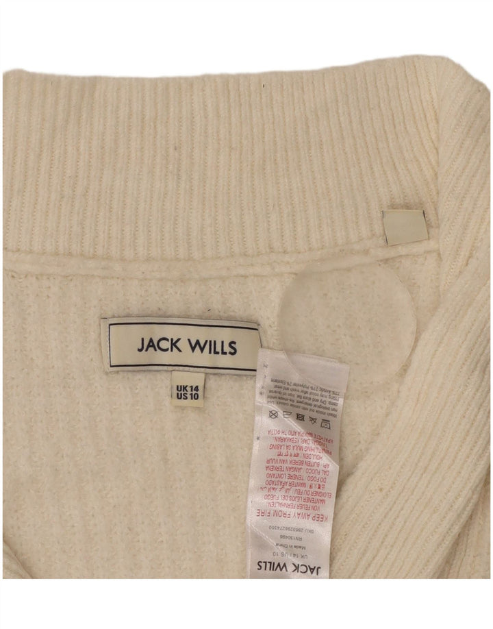 Sweter damski Jack Wills z zamkiem błyskawicznym UK 14, duży, złamany biały akryl