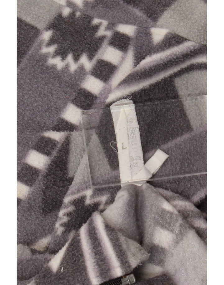 Męska kurtka polarowa Vintage UK 40, duża, szara, Fair Isle, poliester Aztec