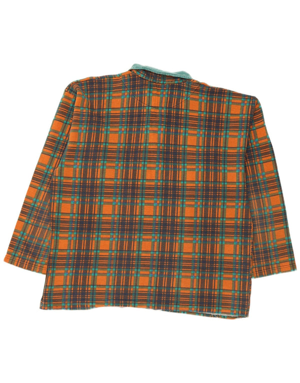 Męska bluza polo w stylu vintage, sweter XL, pomarańczowa kratka