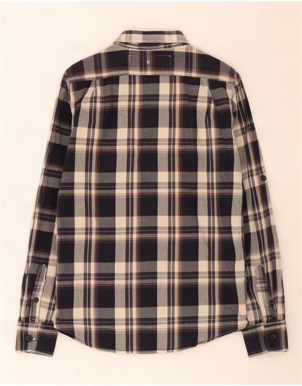 Męska koszula flanelowa Superdry, bawełniana, w średnią granatową kratę