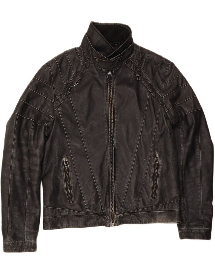 Vintage męska kurtka skórzana motocyklowa UK 42 XL czarna skóra