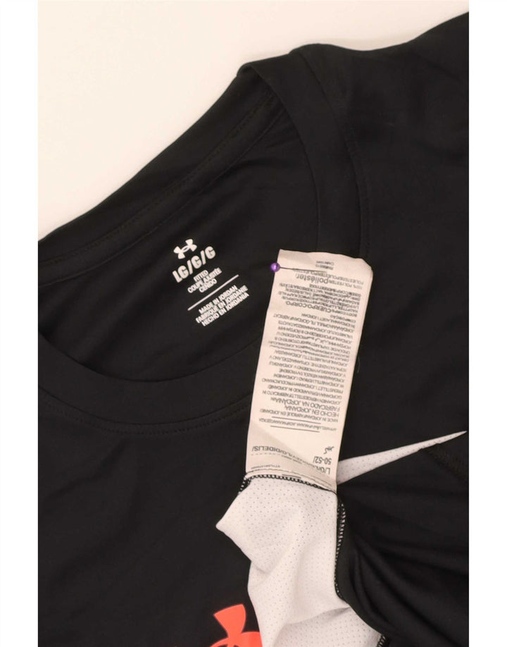 Męski dopasowany t-shirt Under Armour, duży, czarny poliester z blokami kolorów