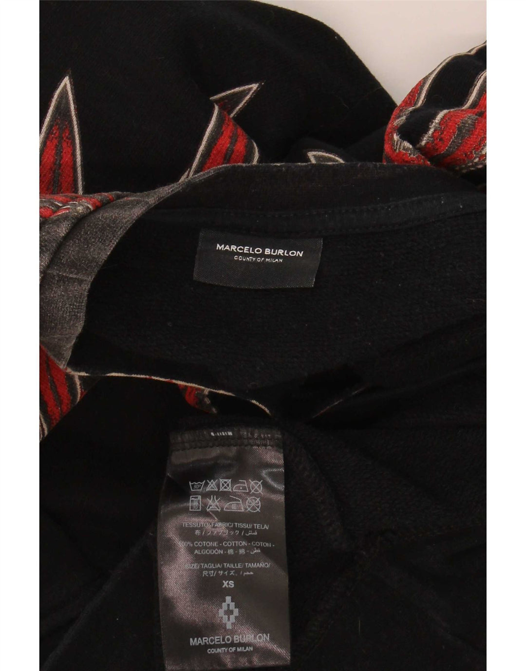 Marcelo Burlon Męska bluza z abstrakcyjnym wzorem, sweter XS, czarna bawełna