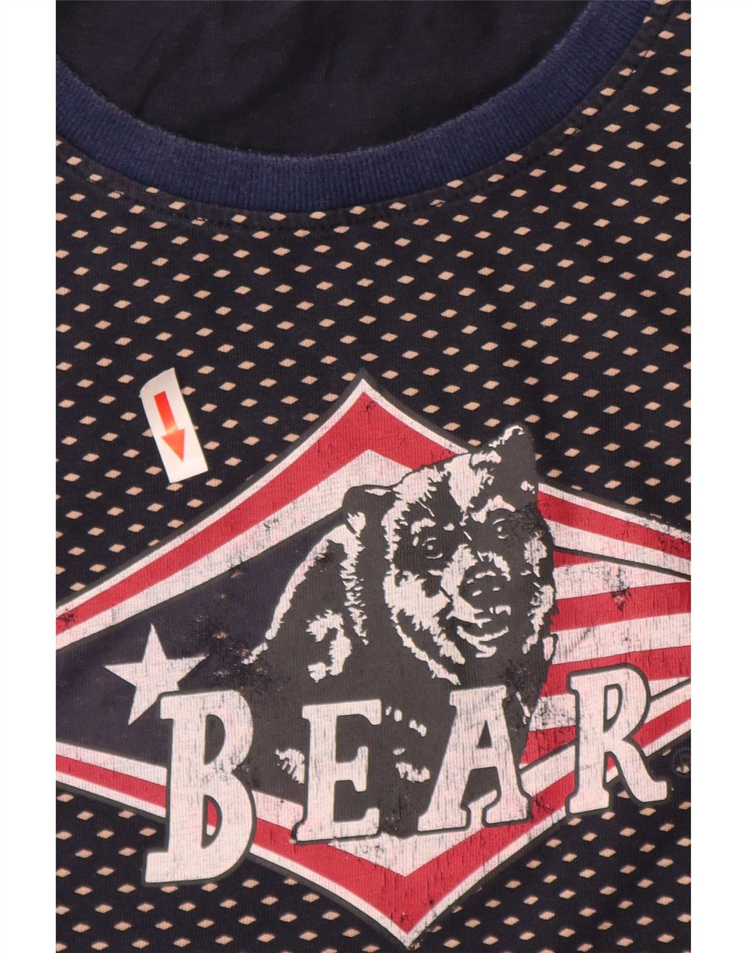 Męski T-shirt z grafiką Bear, duży, bawełniany w granatowe cętki