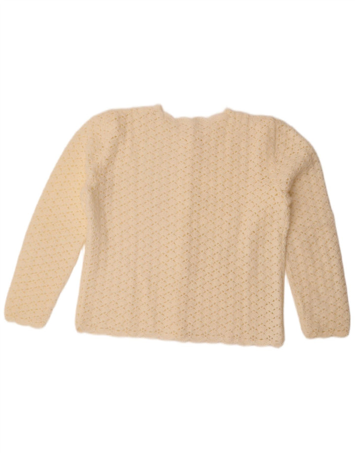 Sweter damski w stylu vintage, rozpinany UK 14, duży, biały