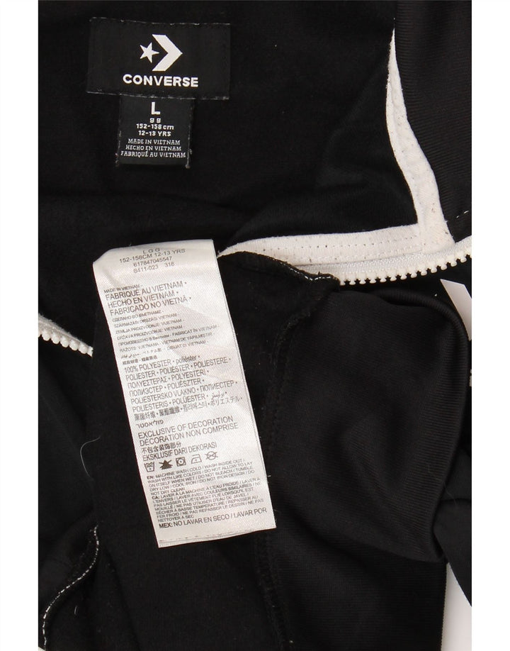 CONVERSE Girls Graphic Tracksuit Top Jacket 12-13 Years Large  Black