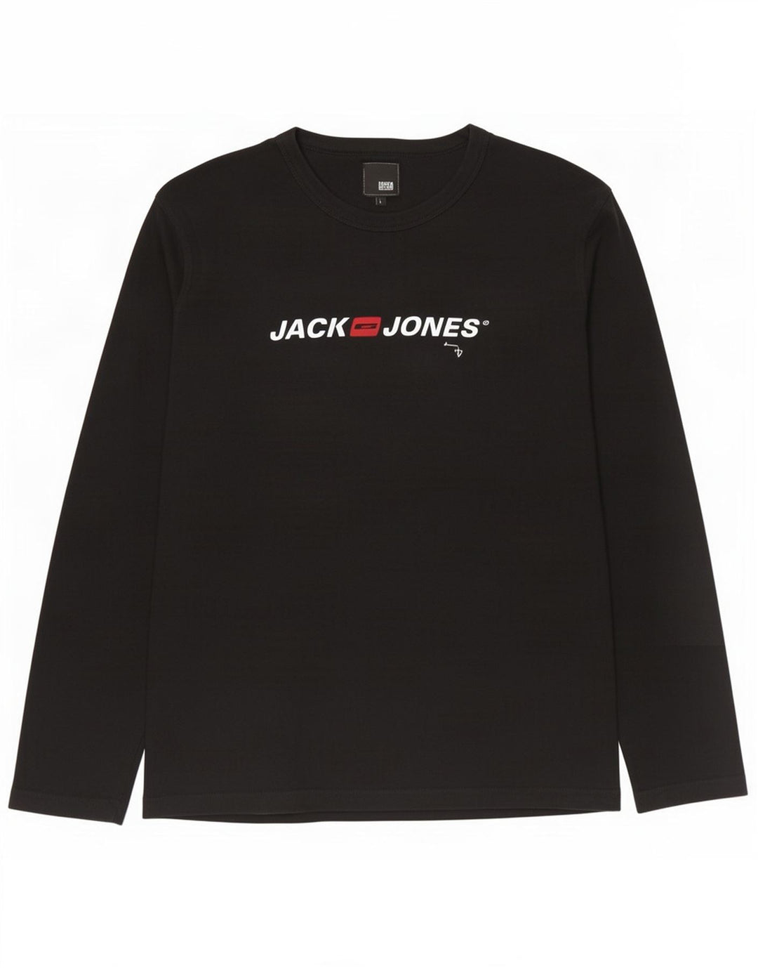 Męski graficzny top Jack & Jones z długim rękawem, duży, czarny, bawełniany
