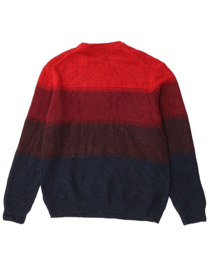 Marks & Spencer Męski sweter z okrągłym dekoltem, duże, bordowe paski