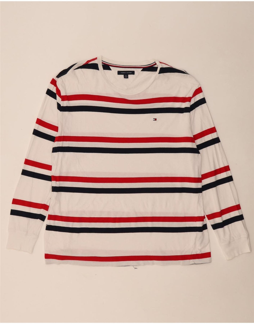 TOMMY HILFIGER Męski top z długim rękawem XL, bawełniany w białe paski