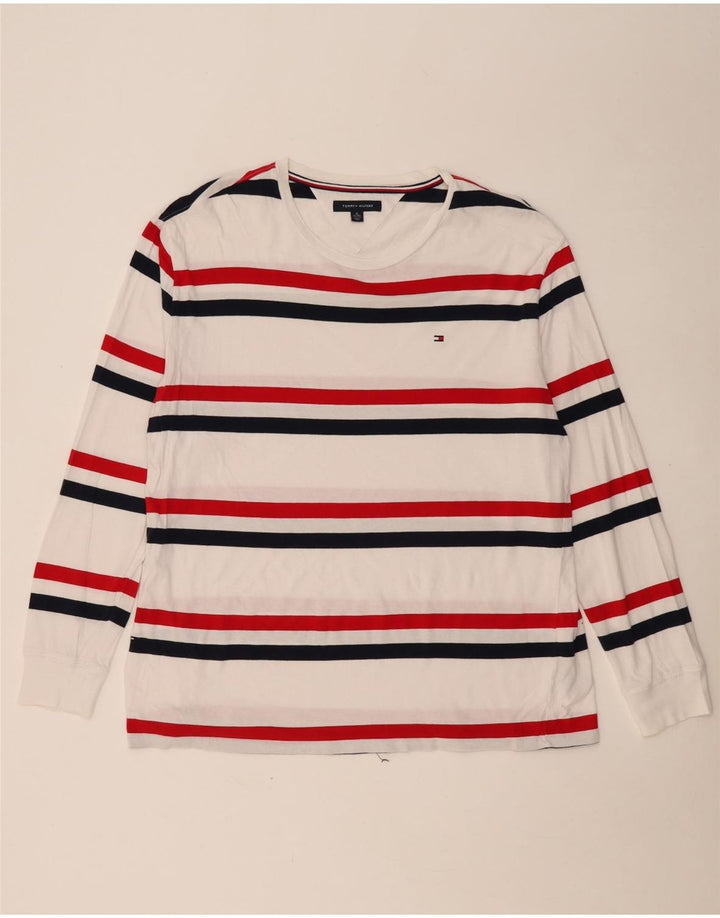 TOMMY HILFIGER Męski top z długim rękawem XL, bawełniany w białe paski