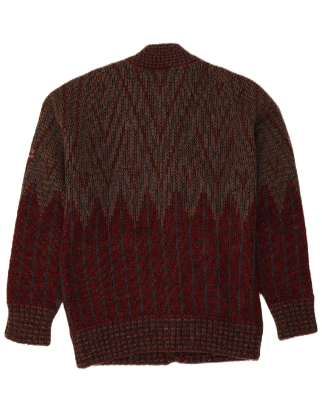 Sweter męski w stylu vintage, średni bordowy, geometryczny