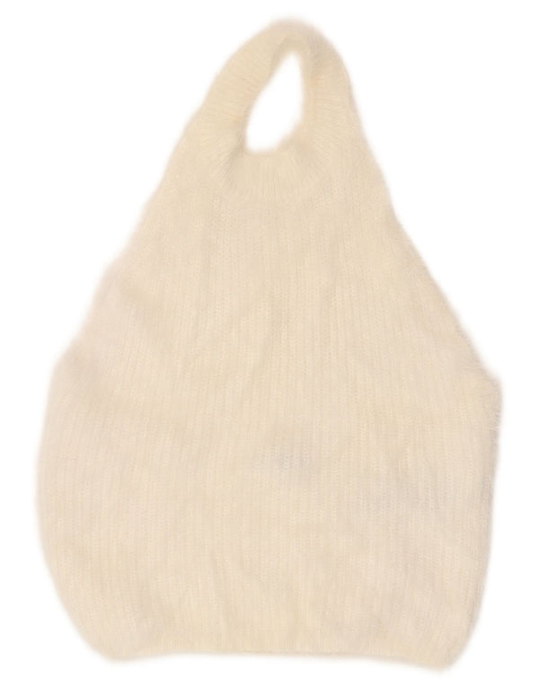 Damski top z dzianiny Zara, wiązany na szyi, UK 14, duży, biały nylon