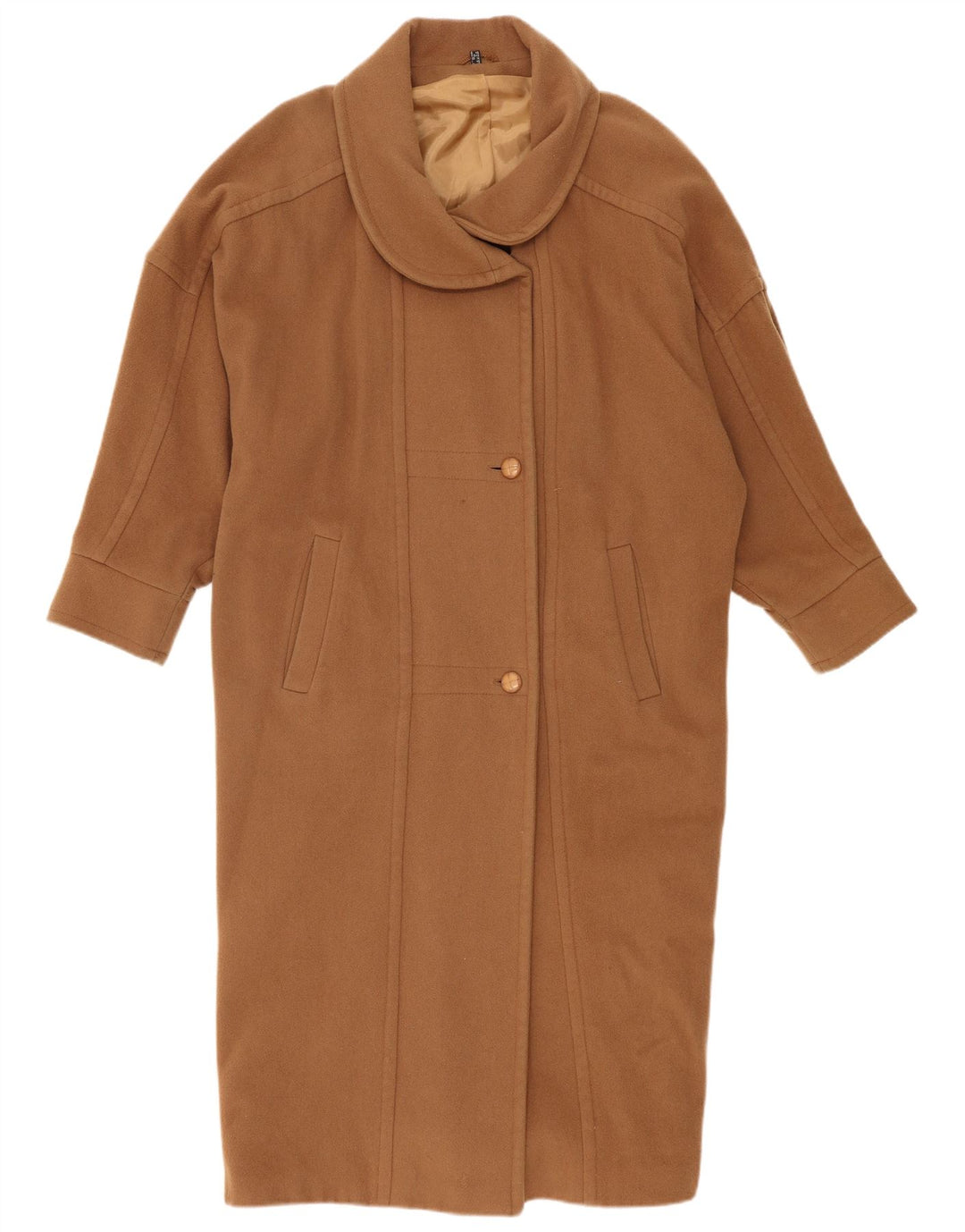 Vintage damski płaszcz oversize UK 14, duży, brązowy, wełniany