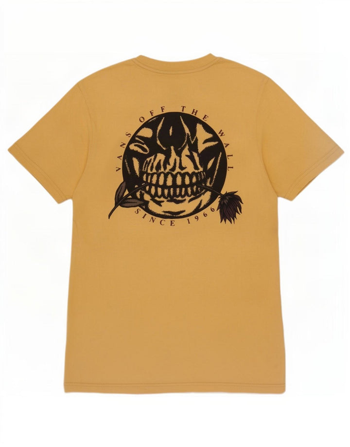 Męski T-shirt z grafiką Vans o dopasowanym kroju, mały, żółty, bawełniany