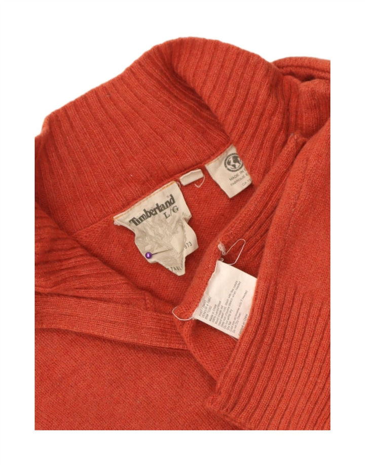 Męski sweter Timberland z zamkiem błyskawicznym, duży, pomarańczowy, z owczej wełny