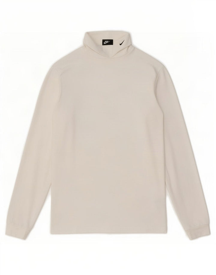 Męska koszulka Nike Dri Fit z długim rękawem, mała, biała, bawełniana