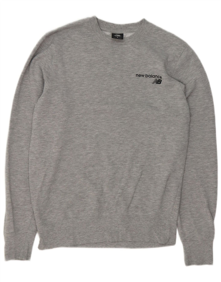 Męski sweter New Balance, mały, szary, bawełniany