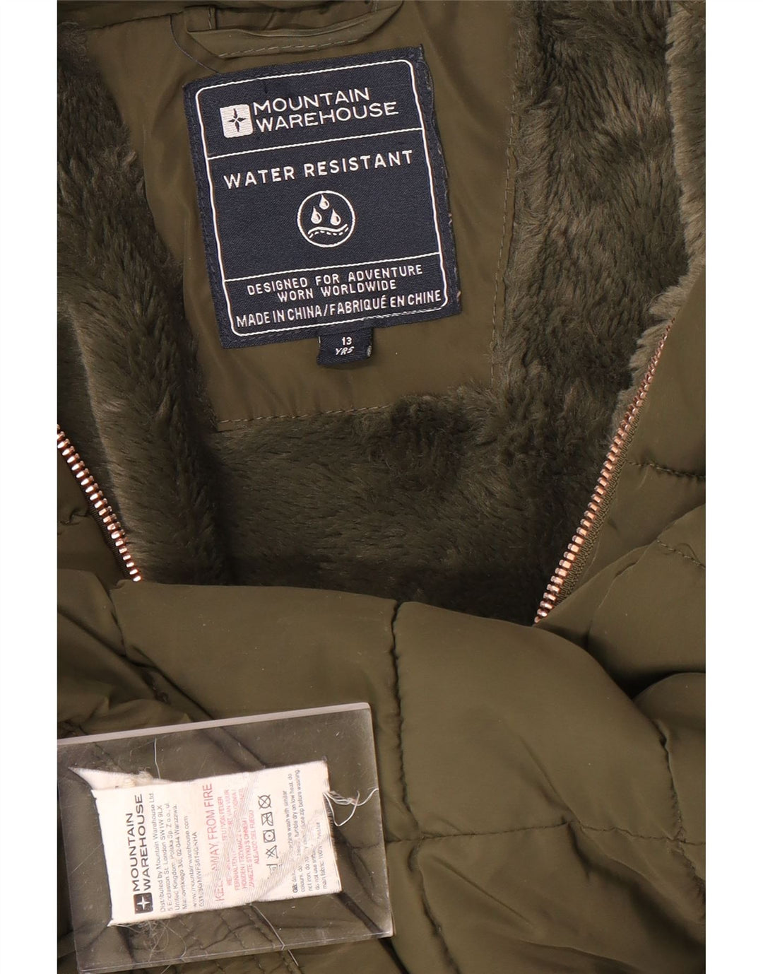 Wyściełana kurtka z kapturem i kapturem dla dziewcząt Mountain Warehouse 12–13 lat, khaki, poliester