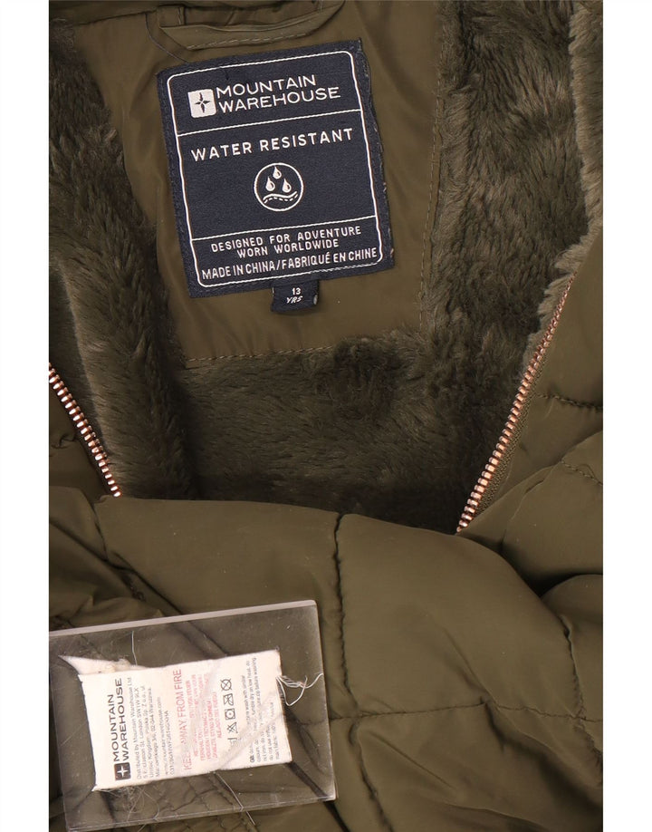 Wyściełana kurtka z kapturem i kapturem dla dziewcząt Mountain Warehouse 12–13 lat, khaki, poliester