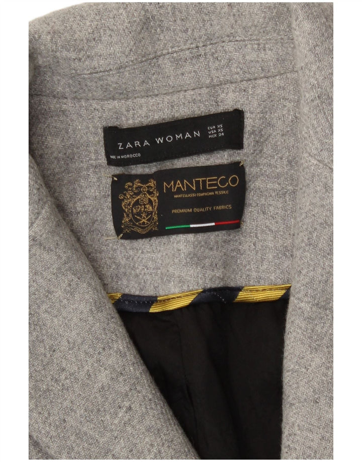 Dwurzędowy płaszcz damski Zara UK 6 XS, szara wełna