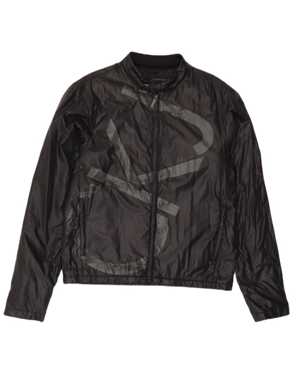 Męska kurtka przeciwdeszczowa Calvin Klein Jeans Graphic UK 40, duża, czarna, poliamidowa