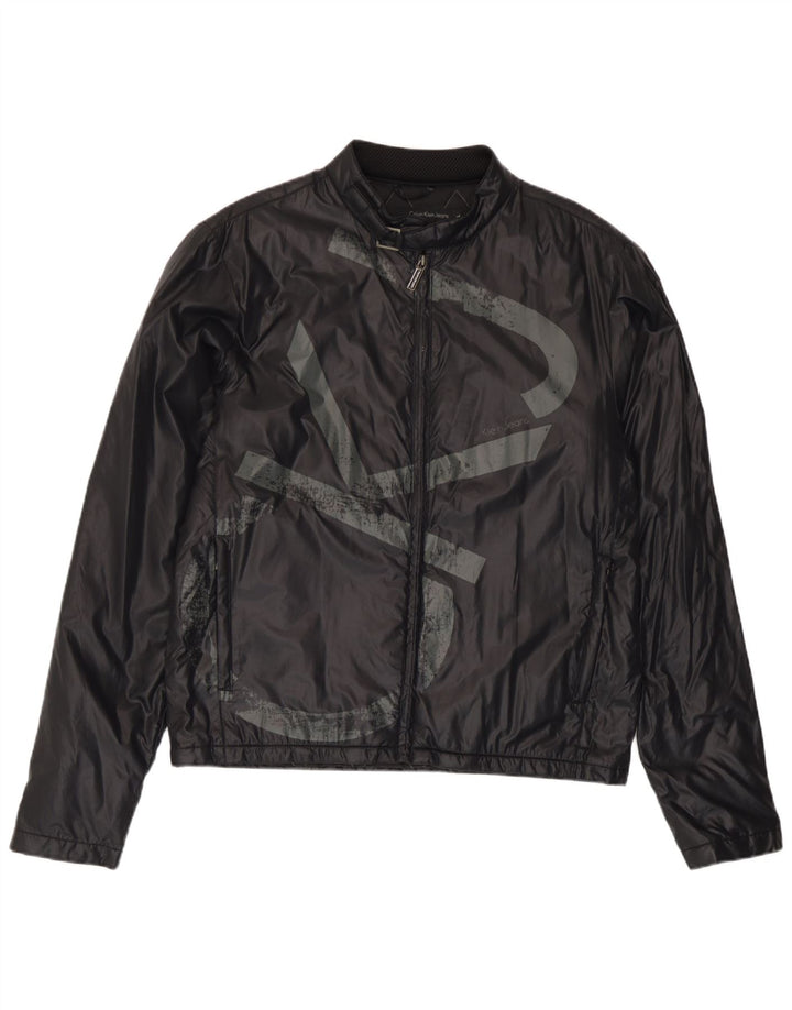 Męska kurtka przeciwdeszczowa Calvin Klein Jeans Graphic UK 40, duża, czarna, poliamidowa