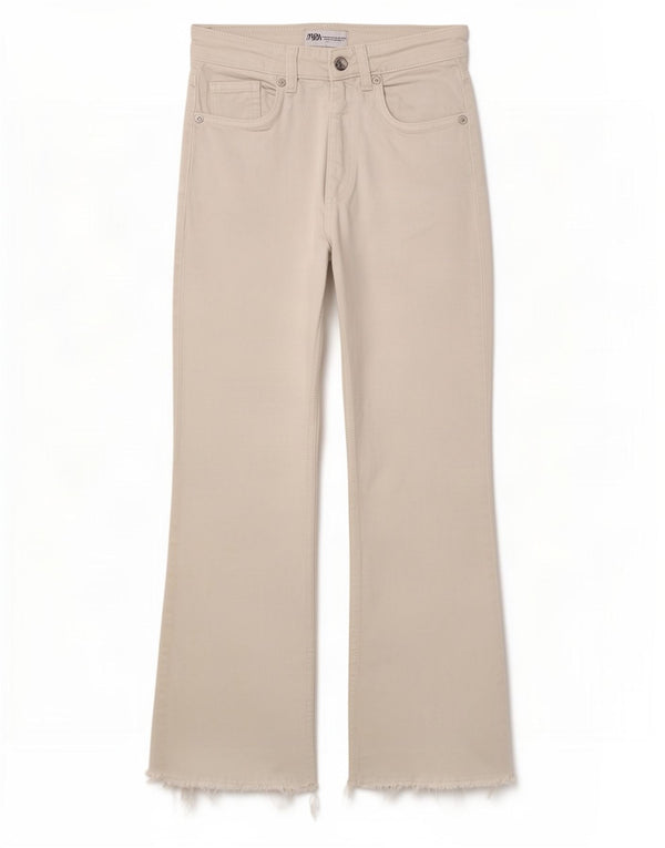 Jeansy damskie Zara Crop Bootcut EU 34 2XS W24 L25 Białe