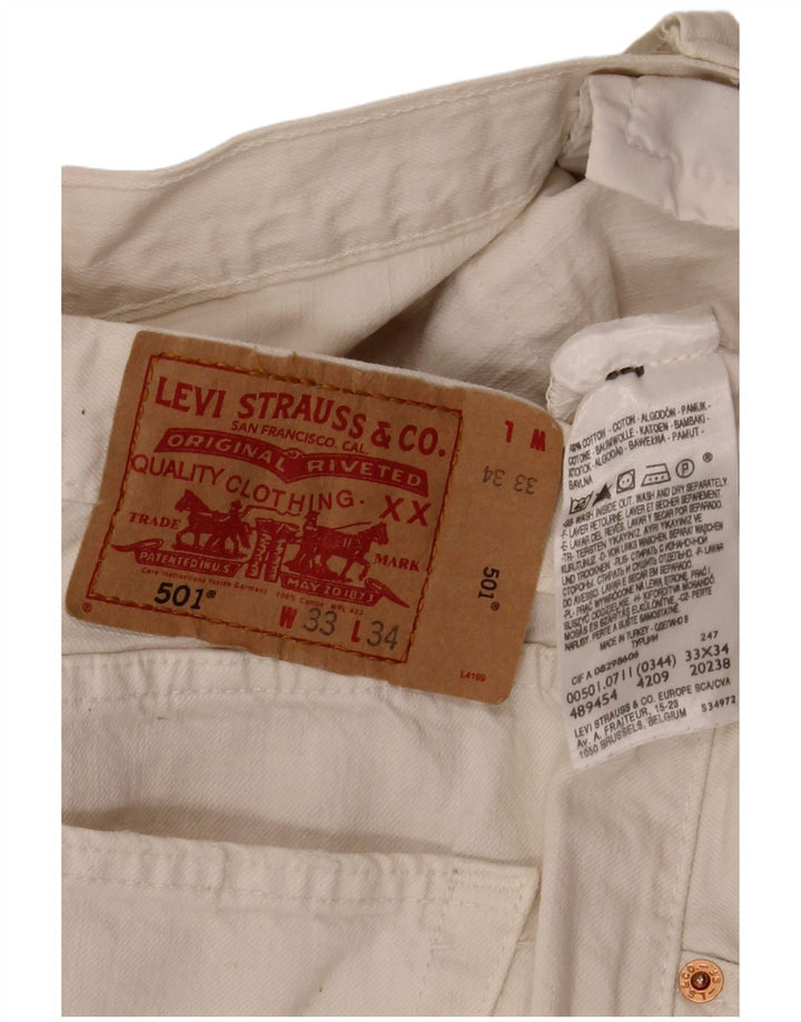 Męskie spodenki jeansowe Levi's 501 W33 Średniobiała bawełna