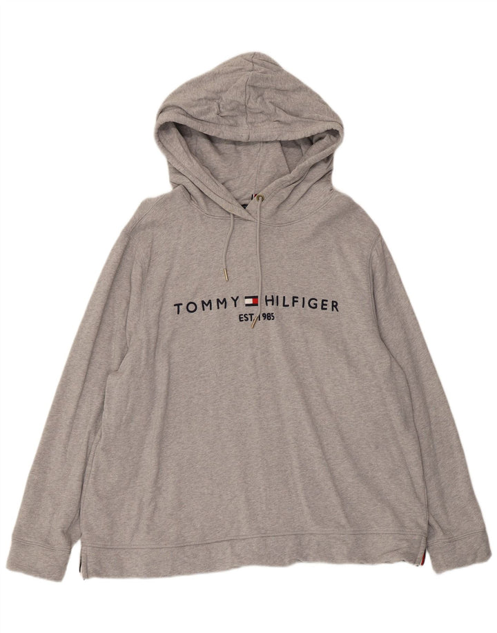Męski sweter z kapturem i grafiką Tommy Hilfiger 2XL, szary, bawełniany