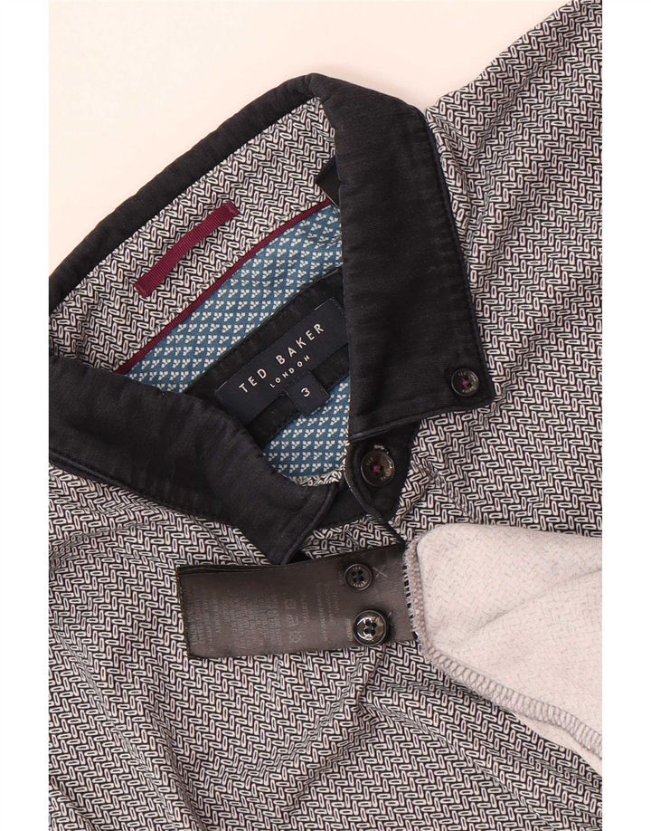 Męska koszulka polo Ted Baker o regularnym kroju, rozmiar 3, średnio szara, z geometrycznej bawełny