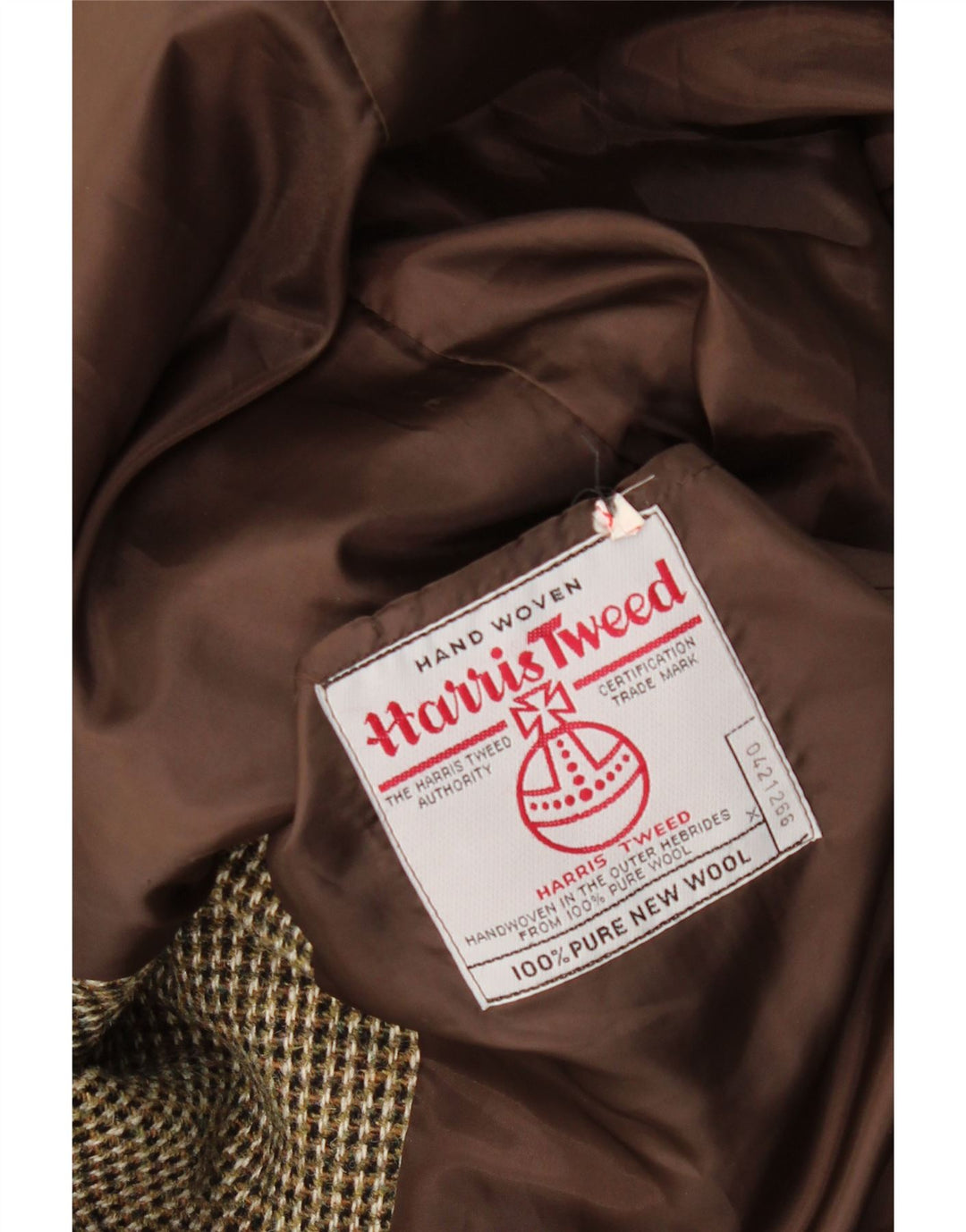 Męska marynarka zapinana na 3 guziki Harris Tweed UK 40 Duża brązowa kratka, nowa wełna