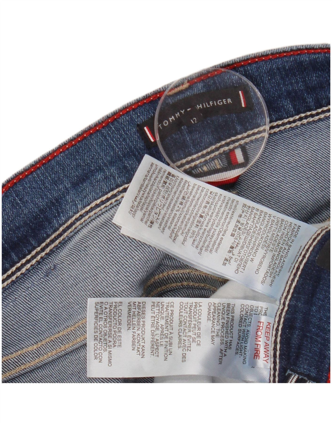 TOMMY HILFIGER Dziewczęce wąskie dżinsy 11-12 lat W26 L26 Niebieska bawełna