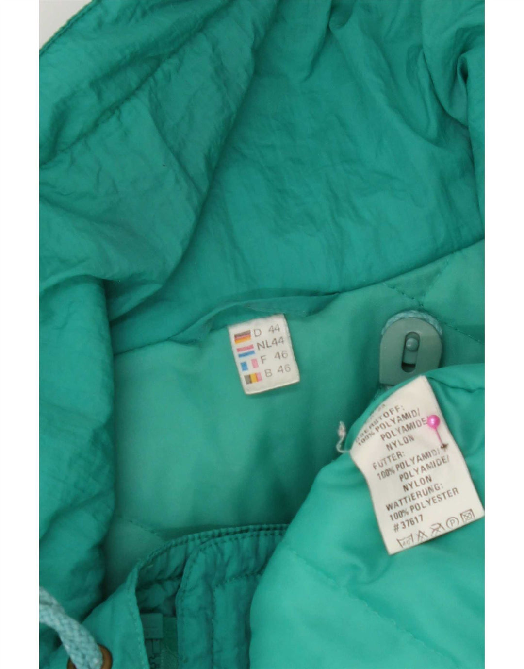 Vintage damski płaszcz oversize z podszewką EU 46 XL, zielony nylon