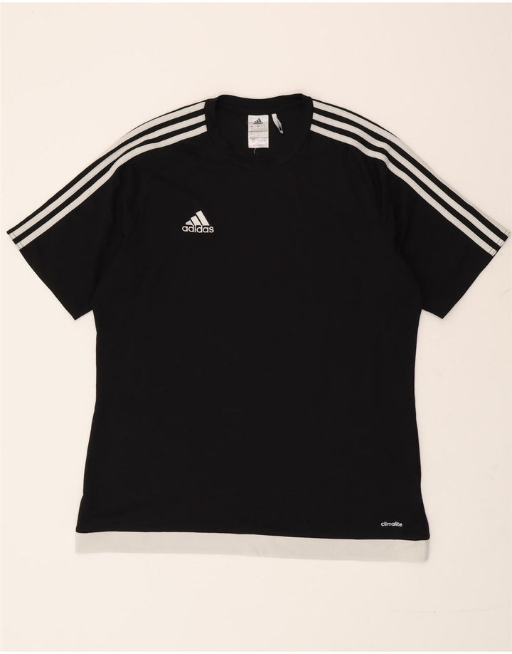 Męski T-shirt ADIDAS Climalite, duży, czarny poliester z blokami kolorów