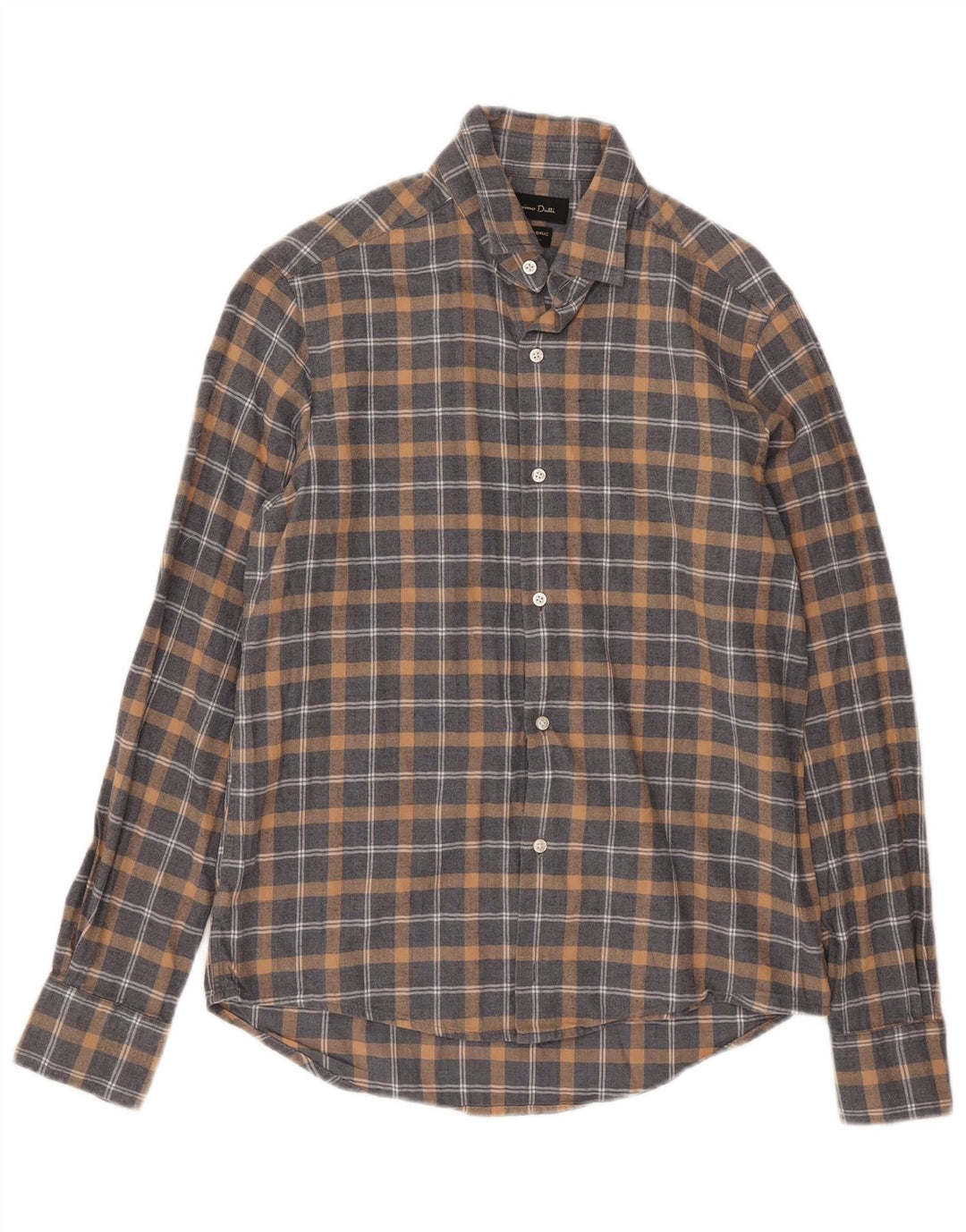 Męska koszula flanelowa Massimo Dutti w małą szarą kratkę