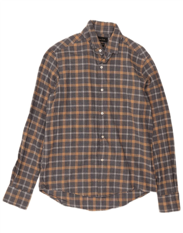 Męska koszula flanelowa Massimo Dutti w małą szarą kratkę