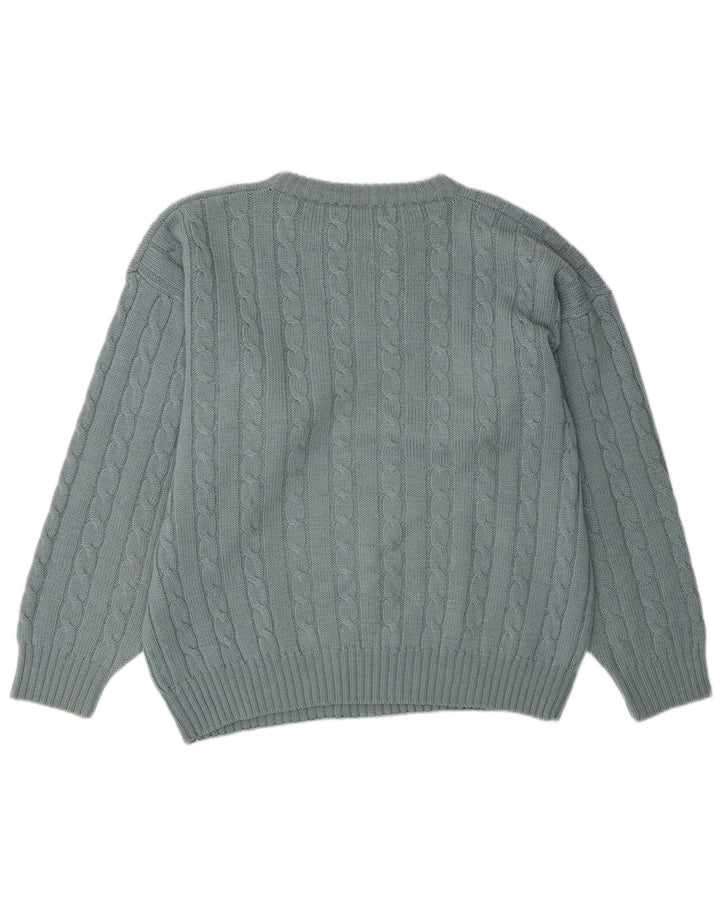 FILA Męski sweter o luźnym kroju z okrągłym dekoltem IT 50 Średni niebieski wełniany