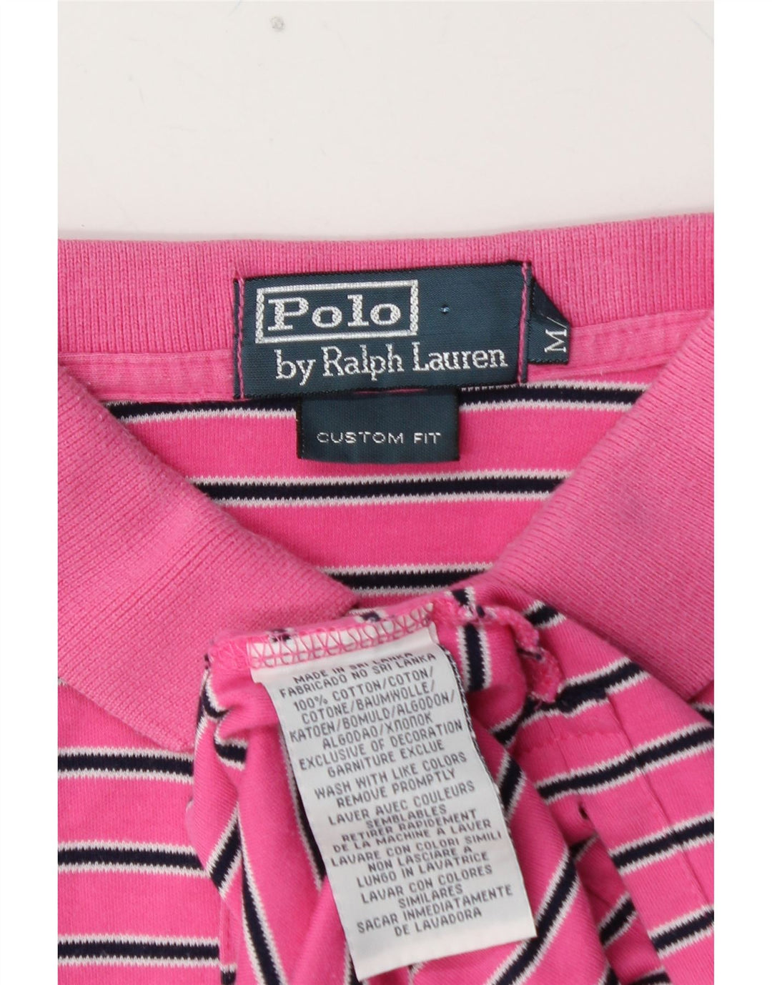 POLO RALPH LAUREN Męska koszulka polo o dopasowanym kroju, bawełniana w średnie różowe paski